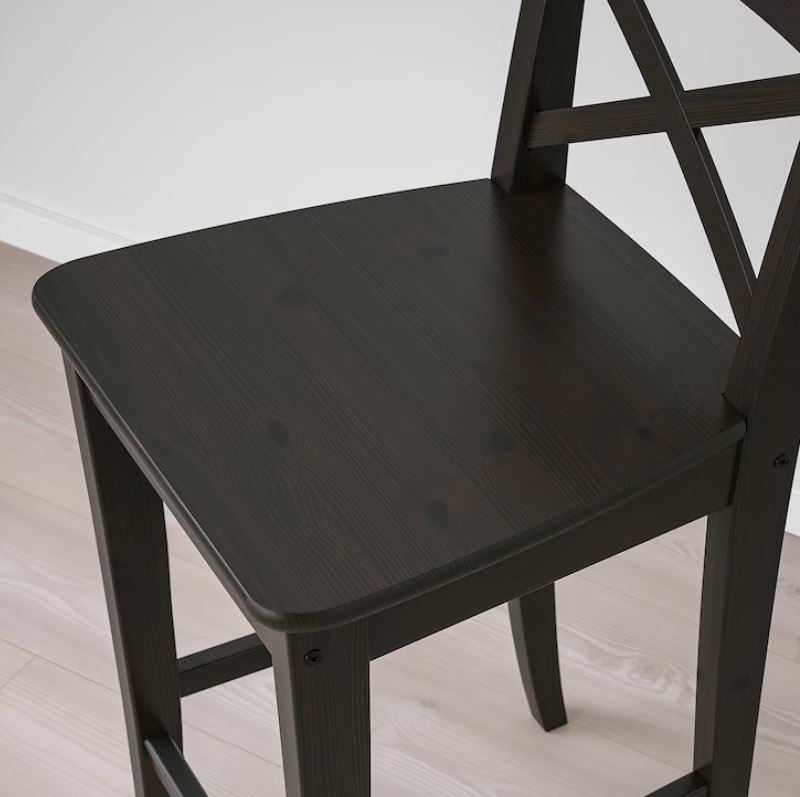 INGOLF Bar stool with backrest, brown-black, 63 cm