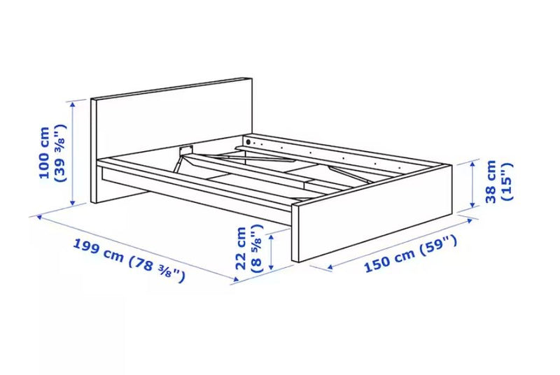 MALM Bed frame, high, white/Luröy, Standard Double