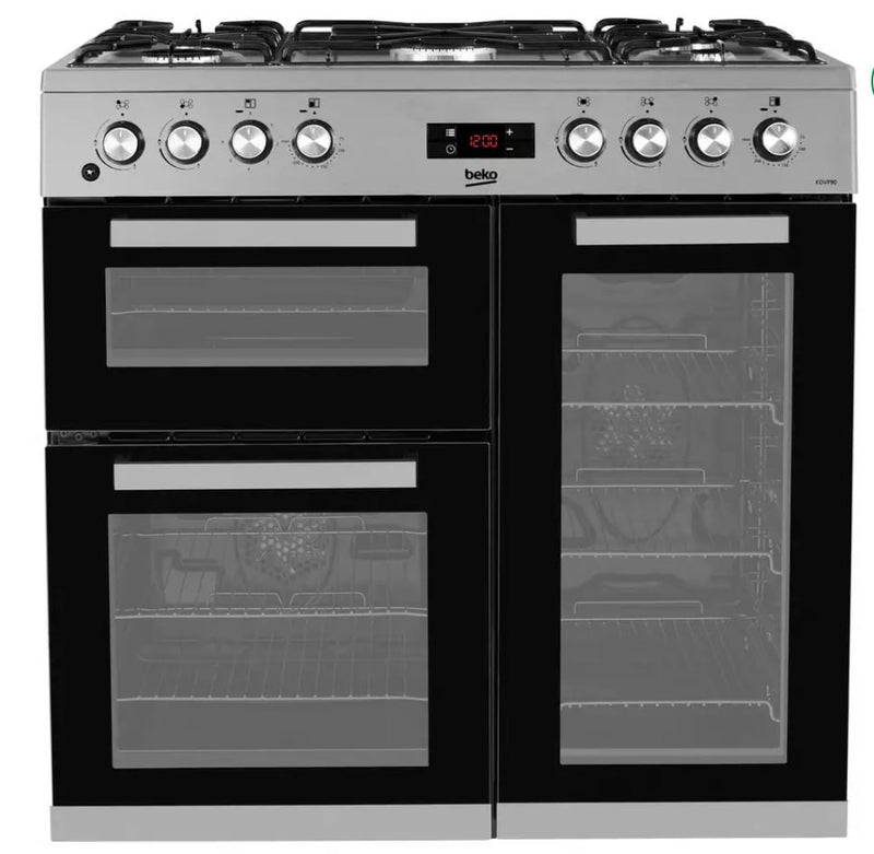 Beko KDVF90X 90cm Dual Fuel Range Gas Cooker - Stainless Steel