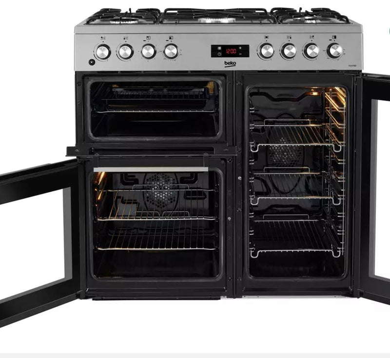 Beko KDVF90X 90cm Dual Fuel Range Gas Cooker - Stainless Steel