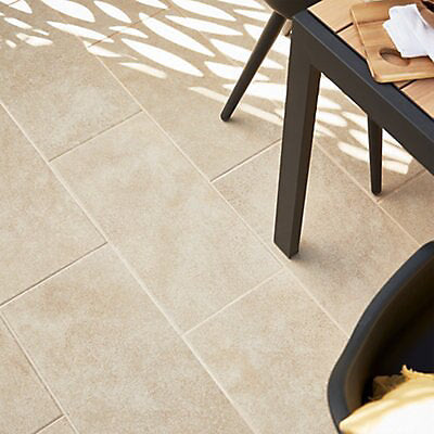 Burgundy Beige Matt Stone effect Porcelain Outdoor Floor Tile, Pack of 7, (L)600mm (W)300mm
