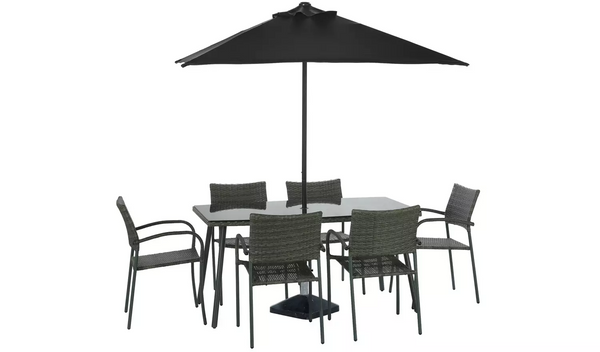 Argos Home Cusco Rattan Effect 6 Seater Patio Set - Grey865/5127