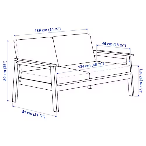 2-seat sofa, outdoor/indoor, grey stained