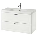 Wash-stand with 2 drawers, Kasjön white/Hamnskär tap, 103x49x64 cm