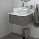 Wsh-stnd w countertop 45 wsh-basin, Gillburen dark grey/marble effect Dalskär tap, 62x49x45 cm