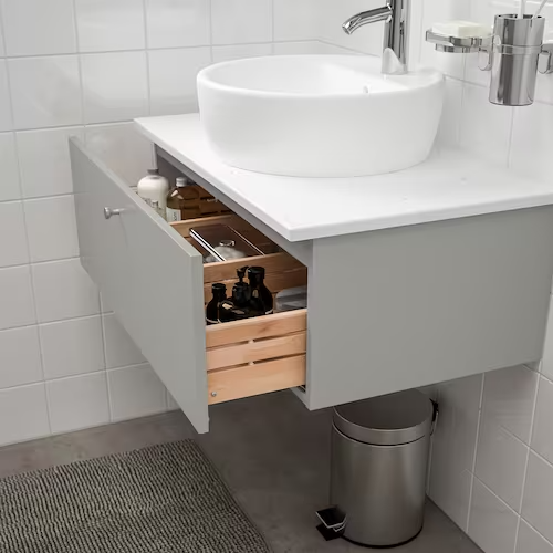 Wsh-stnd w countertop 45 wsh-basin, Gillburen light grey/marble effect Dalskär tap, 82x49x45 cm