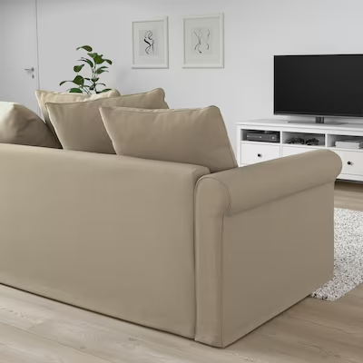 GRÖNLID 3-seat sofa with chaise longue, Sporda natural