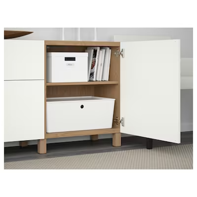 BESTÅ Storage combination with drawers, oak effect/Lappviken white, 180x40x74 cm