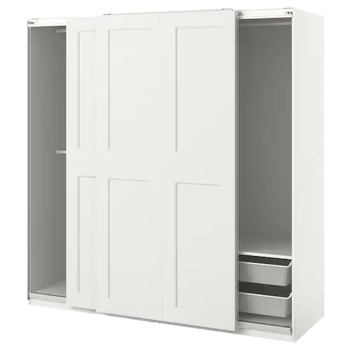 PAX / GRIMO Wardrobe combination, white, 200x66x201 cm