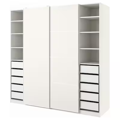 PAX / MEHAMN Wardrobe, white, 250x66x236 cm