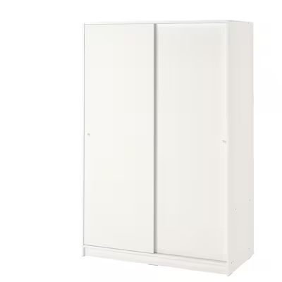 KLEPPSTAD Wardrobe with sliding doors, white, 117x176 cm