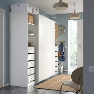 PAX / MEHAMN Wardrobe, white, 250x66x201 cm