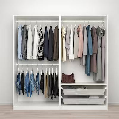 PAX / GRIMO Wardrobe combination, white, 200x66x201 cm