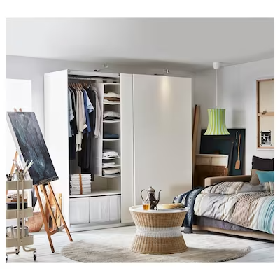 PAX Wardrobe, white/Hasvik white, 200x66x201 cm