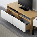 BESTÅ TV bench with drawers, oak effect/Lappviken white, 120x42x48 cm