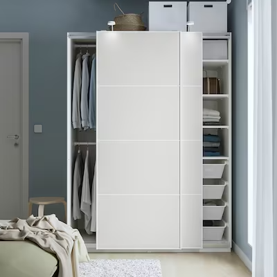 PAX / TJÖRHOM Wardrobe combination, white, 150x66x201 cm