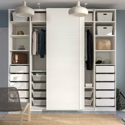 PAX / MEHAMN Wardrobe, white, 250x66x236 cm