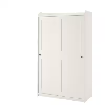 HAUGA Wardrobe with sliding doors, white, 118x55x199 cm