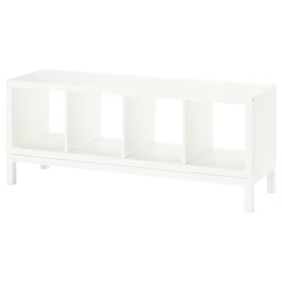 KALLAX Shelving unit with underframe, white/white, 147x59 cm