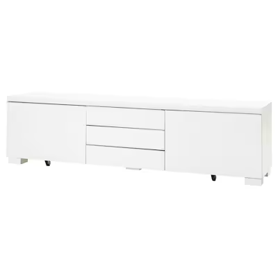 BESTÅ BURS TV bench, high-gloss white, 180x41x49 cm