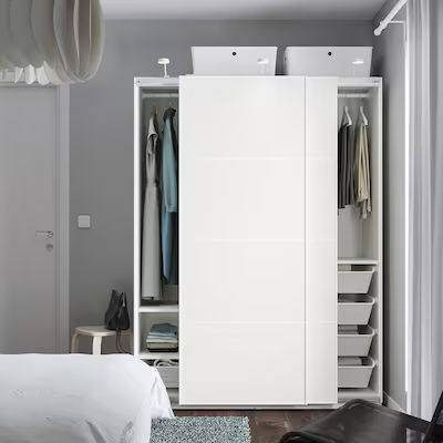 PAX / MEHAMN Wardrobe, white, 150x66x201 cm