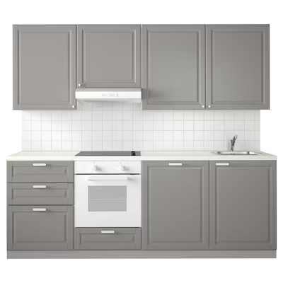 METOD Kitchen, white Maximera/Bodbyn grey, 240x60x228 cm