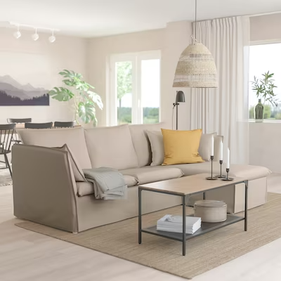 BACKSÄLEN 3-seat sofa with chaise longue, Katorp natural