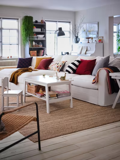 GRÖNLID 4-seat sofa with chaise longues, Inseros white