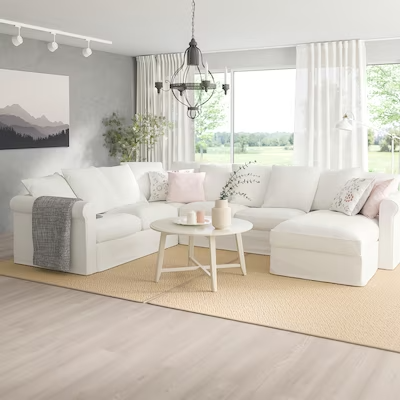 GRÖNLID Corner sofa, 5-seat w chaise longue, Inseros white