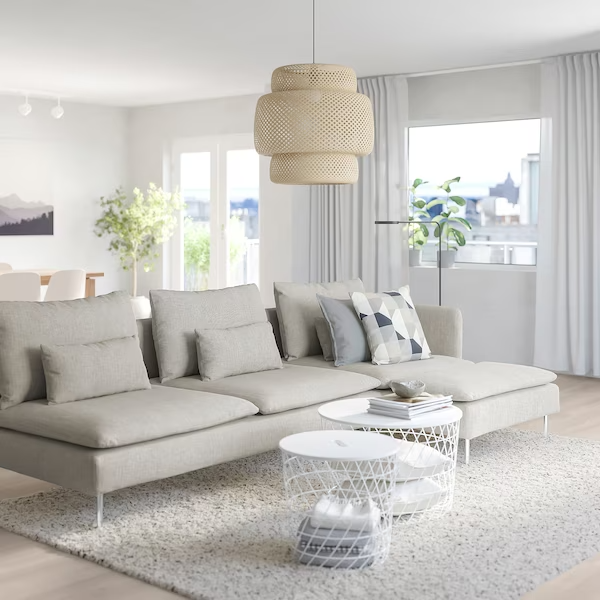 SÖDERHAMN 4-seat sofa, with chaise longue and open end/Viarp beige/brown