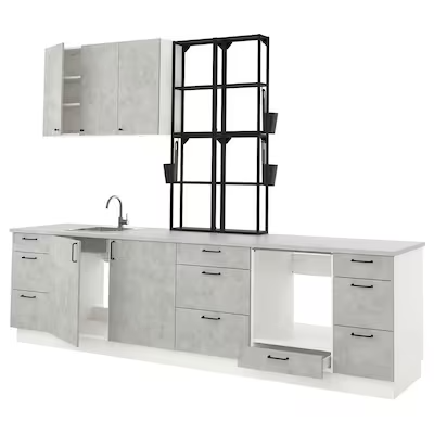 ENHET Kitchen, anthracite/concrete effect, 323x63.5x241 cm