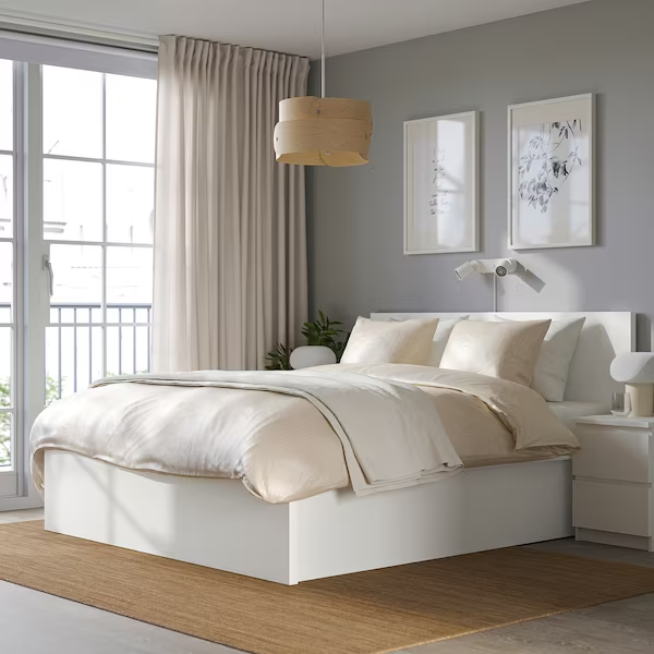 MALM Ottoman bed, white, Standard Double