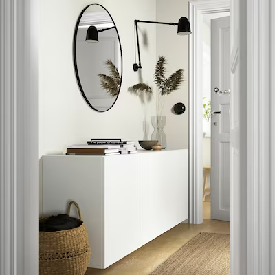 BESTÅ Wall-mounted cabinet combination, white/Lappviken white, 180x42x64 cm