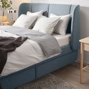TUFJORD Upholstered storage bed, Gunnared blue, Standard Double