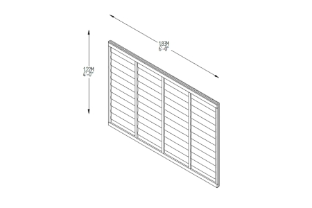 6ft x 4ft 1.83m x 1.22m Pressure Treated Superlap Fence Panel - Pack of 4