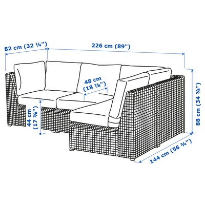 Modular corner sofa 3-seat, outdoor/indoor