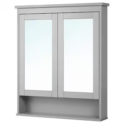 HEMNES Mirror cabinet with 2 doors, grey, 83x16x98 cm