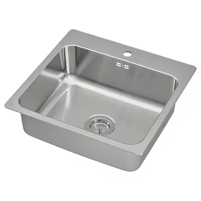 LÅNGUDDEN Inset sink, 1 bowl, stainless steel, 56x53 cm