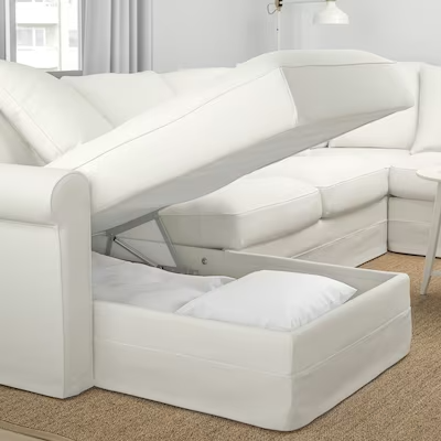 GRÖNLID Corner sofa, 5-seat w chaise longue, Inseros white