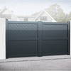 Cambridge Double Swing Flat Top Driveway Gate with Diagonal Solid Infill 4000 x 1600mm Grey