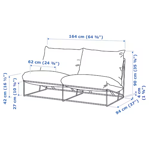 2-seat sofa, in/outdoor /indoor, without armrests/beige 164x94x90 cm