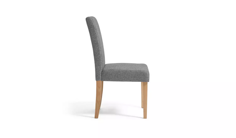 Argos Home Pair of Tweed Mid Back Dining Chairs - Grey