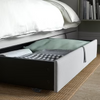 GLADSTAD Upholstered bed, 2 storage boxes, Kabusa light grey, Standard Double