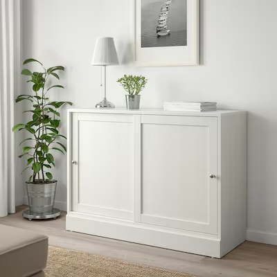 HAVSTA Cabinet with plinth, white, 121x47x89 cm