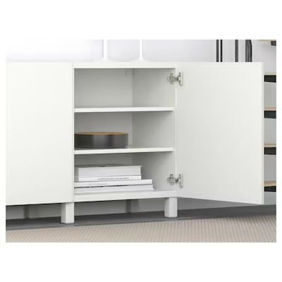 BESTÅ Storage combination with doors, white/Lappviken/Stubbarp white, 180x42x74 cm