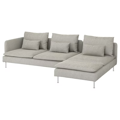 SÖDERHAMN 4-seat sofa, with chaise longue and open end/Viarp beige/brown