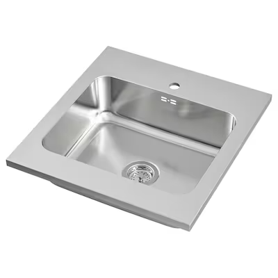 AMMERÅN Onset sink, 1 bowl, stainless steel, 60x63.5 cm