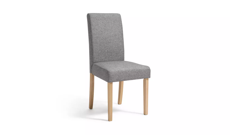 Argos Home Pair of Tweed Mid Back Dining Chairs - Grey