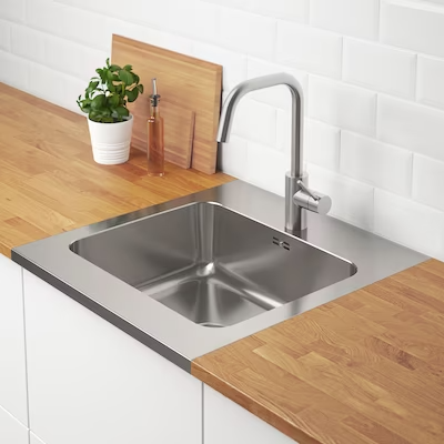 AMMERÅN Onset sink, 1 bowl, stainless steel, 60x63.5 cm