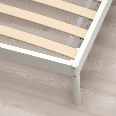 KLEPPSTAD Bed frame, white/Vissle beige, Standard Double